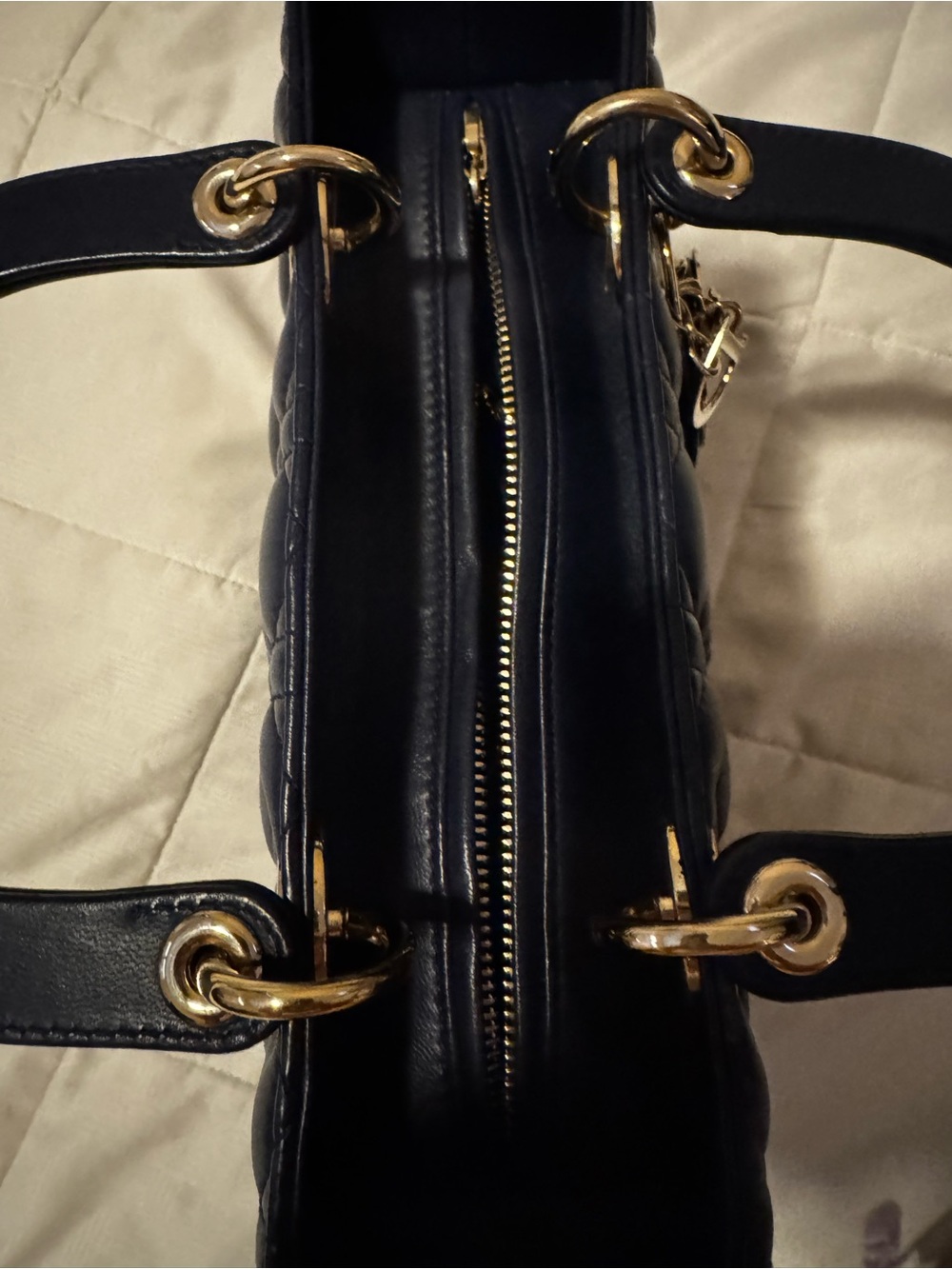 Dior Black Quilted Lady Dior Satchel with Gold Charms - Picture 3 of 11